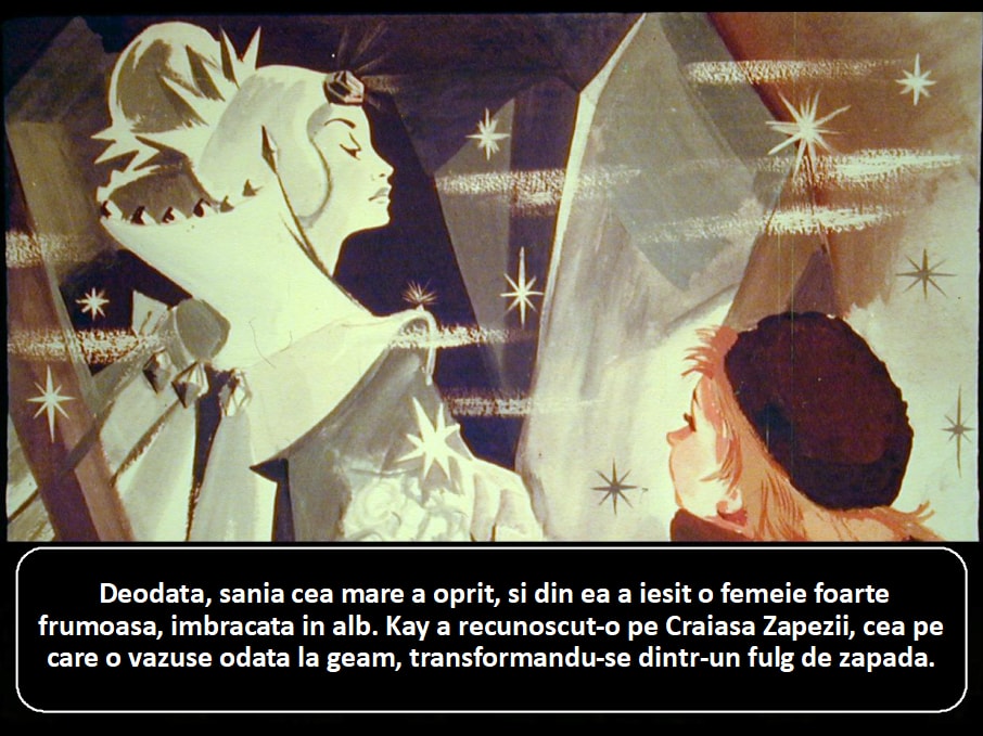 Ilustrație animată cu o femeie îmbrăcată în alb și un copil, descriind întâlnirea dintre ei.