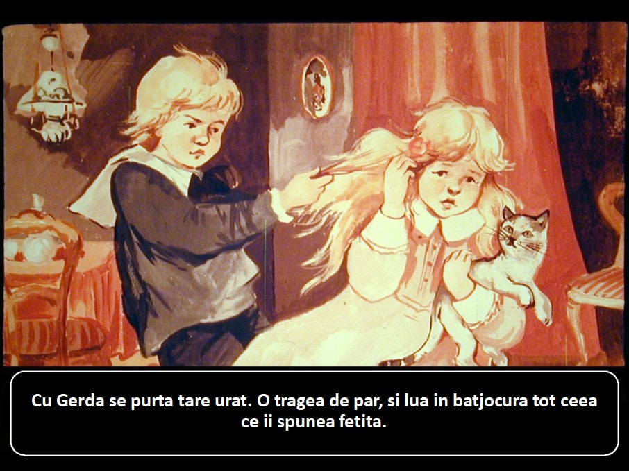 Ilustrație cu doi copii și o pisică, arătând o interacțiune neplăcută între ei.