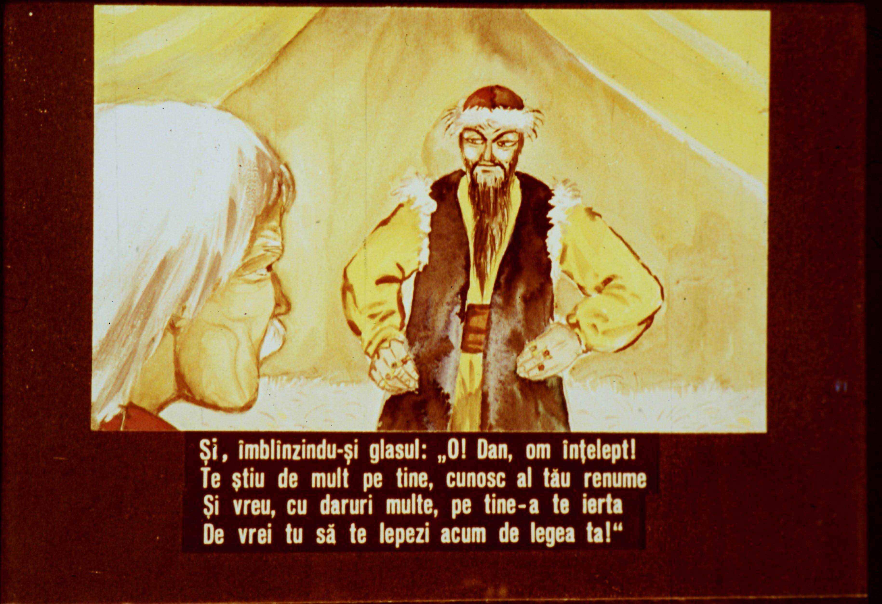 Imaginea prezintă scene dintr-o poveste, cu un personaj vorbind despre iertare și lege.