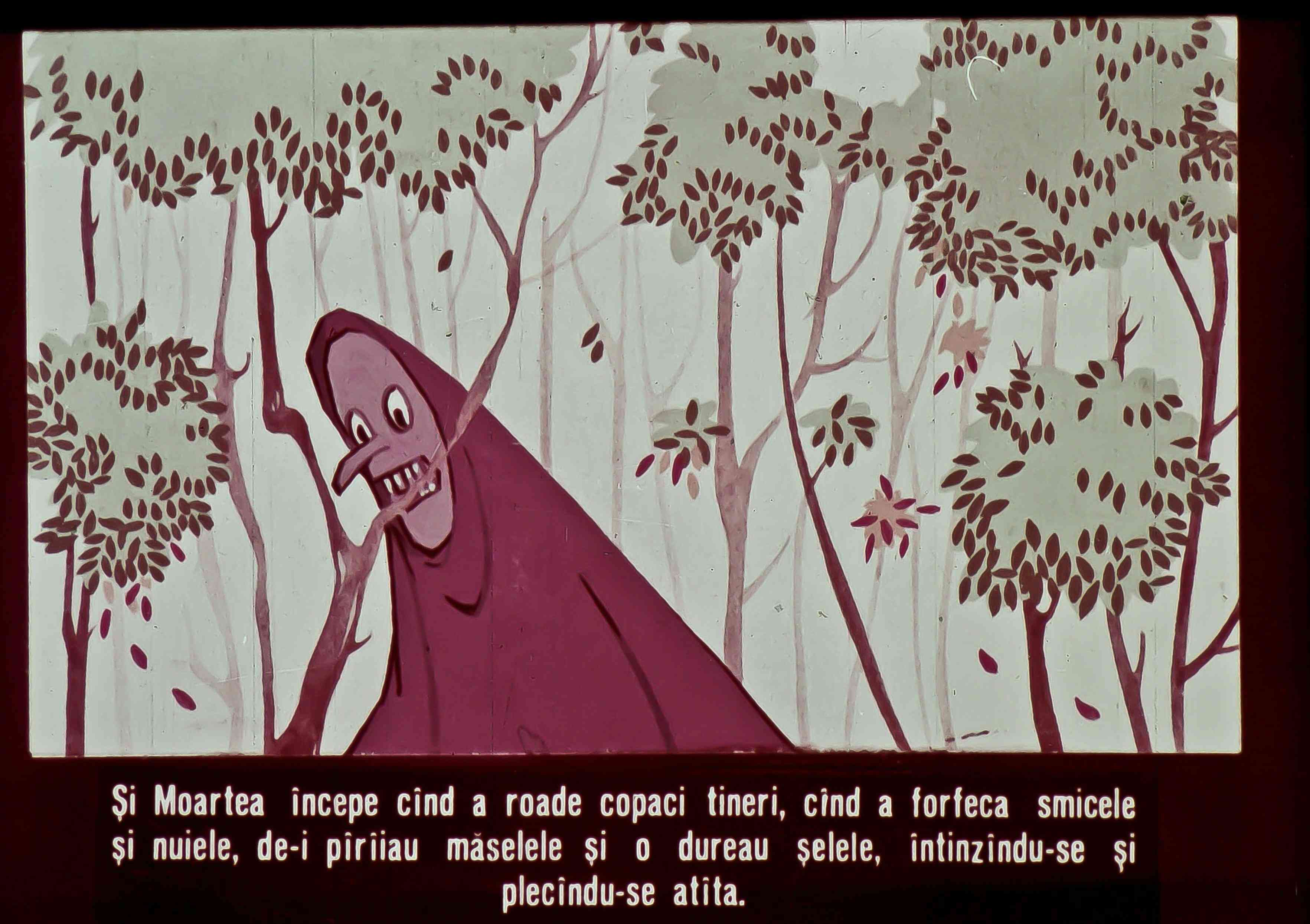 Text despre Moartea care roade copaci tineri și interacțiunea sa cu natura.