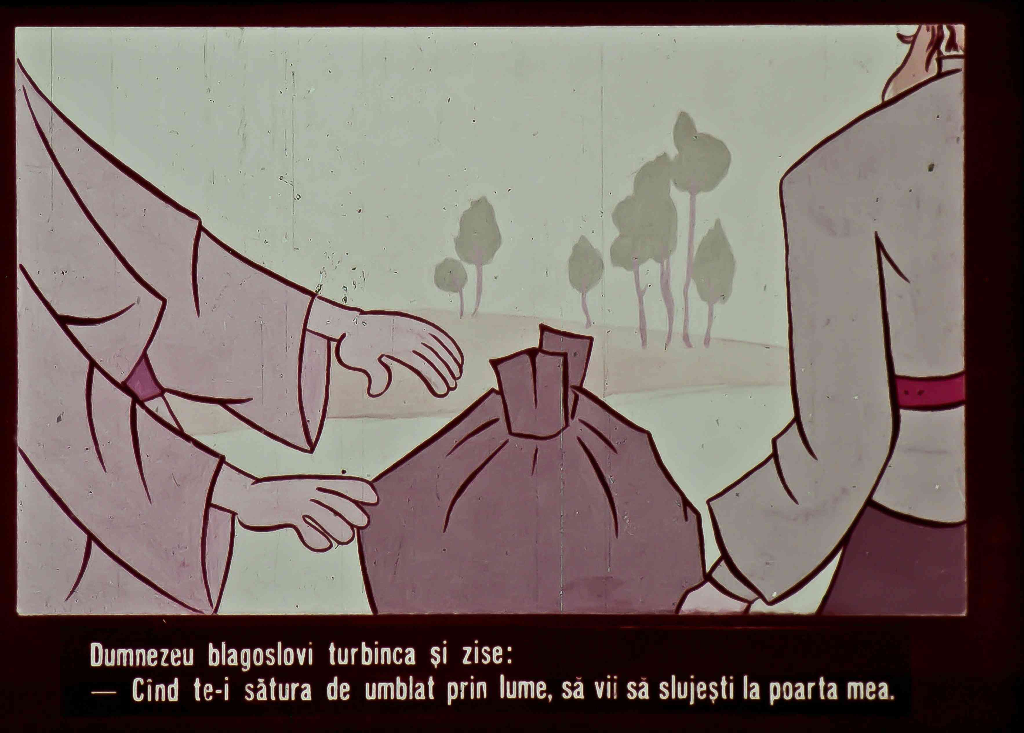 Ilustrație reprezentând un dialog despre destin, cu personaje care discută despre slujirea divină.