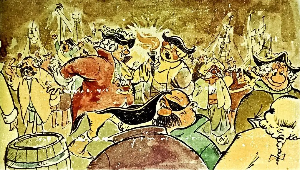 Ilustrație cu personaje diverse care discută într-un mediu animat și colorat, reprezentând o poveste despre lupta pentru libertate.