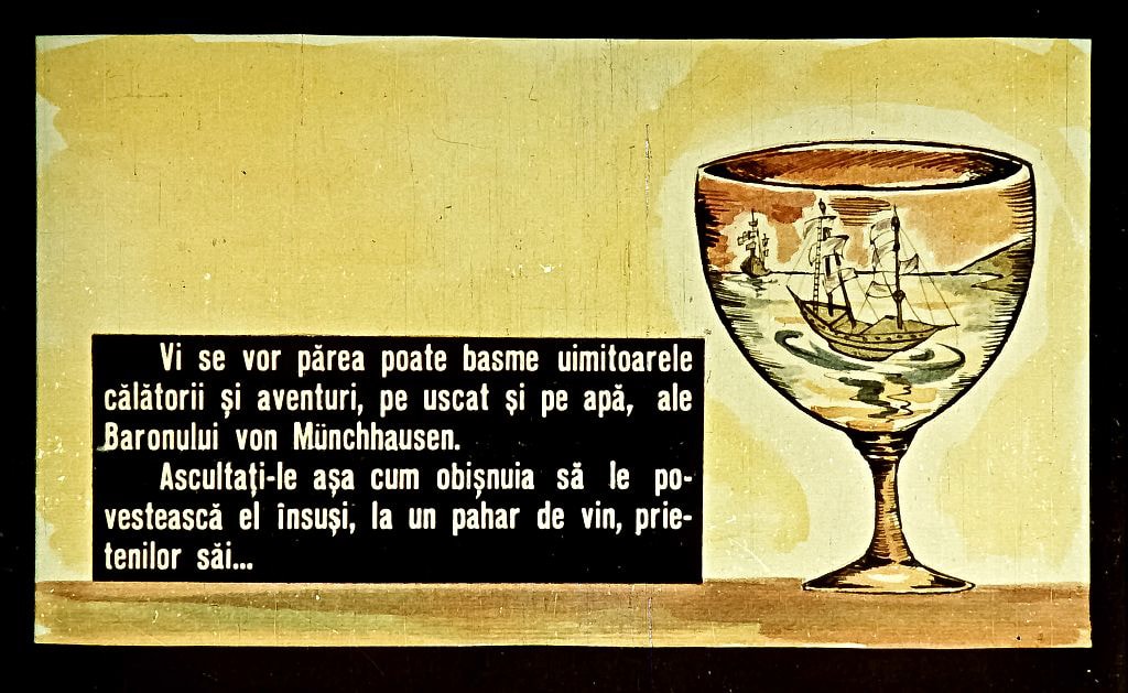 Text într-o imagine care discută despre basmele aventuroase ale Baronului von Münchhausen.