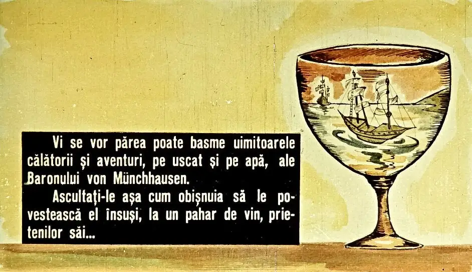 Text într-o imagine care discută despre basmele aventuroase ale Baronului von Münchhausen.