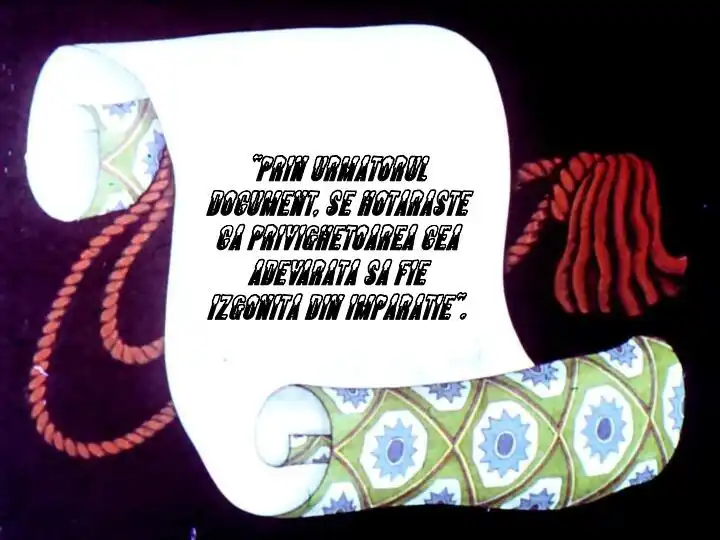 Un pergament cu un citat scris în stil artistic, pe un fundal colorat.