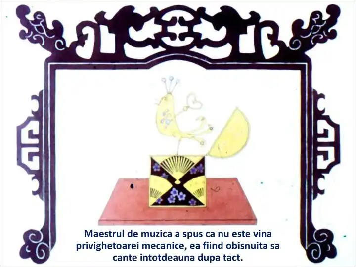 Imagine ilustrativă cu un text despre muzică și privighetoare.