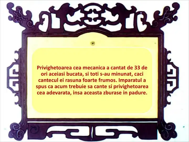 Un tablou decorativ cu un text despre privighetori și cântecul lor.