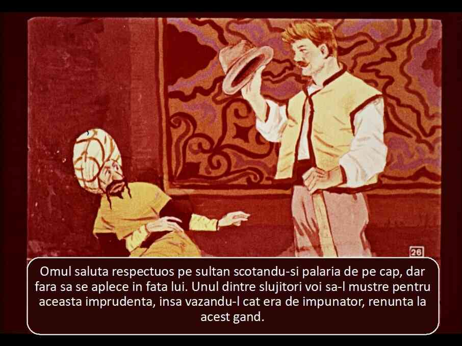 Imagine ilustrativă a unui om care salută respectuos un sultan, ridicându-și pălăria, cu o expresie de reverență și un context cultural evident.