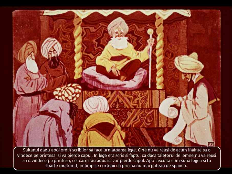 Ilustrație care prezintă un sultan dând ordine scribilor despre o lege, însoțit de curteni îngrijorați.