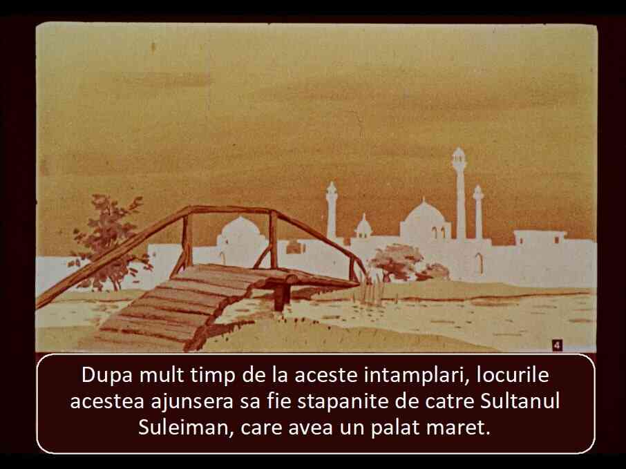 Imagine ilustrativă cu un peisaj ce include un pod și clădiri tradiționale, având text explicativ despre Sultanu Suleiman.