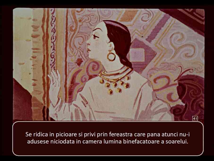 Ilustrație cu o femeie care se uită pe fereastră, cu un text descriptiv despre lumina soarelui.